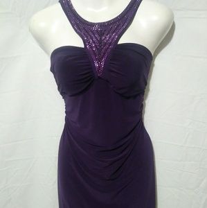 Dots deep plum formal dress